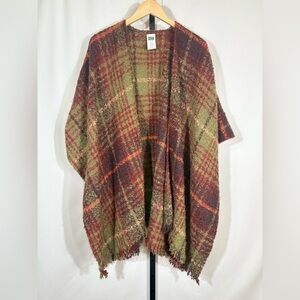 Woolrich Burgundy & Green Plaid Shawl/Wrap - One Size